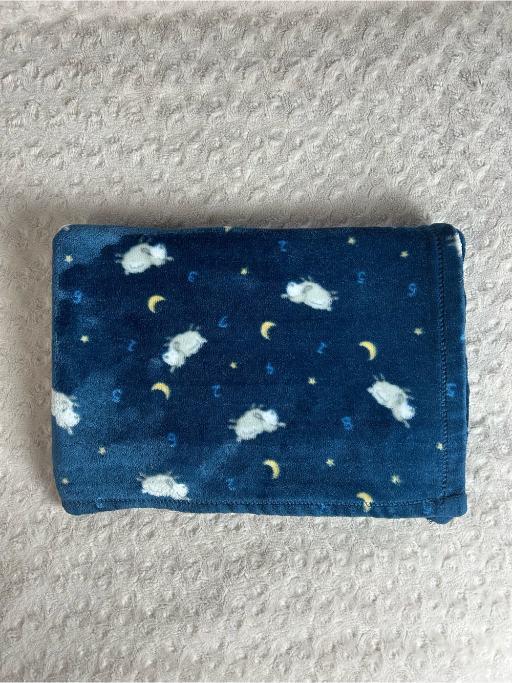 Adirondack Baby Counting Sheep Blue Blanket Moon Stars Lamb Numbers Gray